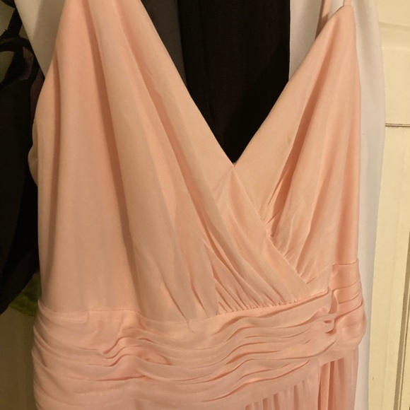 David's Bridal Ballet Pink floor length spaghetti strap bridesmaids dress - Picture 3 of 7